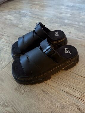 Dr. Martens Black Leather Mattison Platform Sandals
